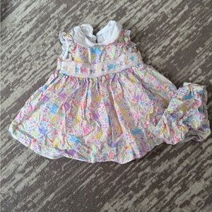 Bonnie Baby Pastel Easter Floral Multicolor Dress with Bloomers